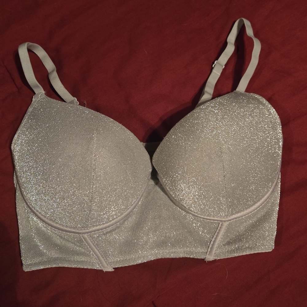 Sparkle Longline Bralette - Silver